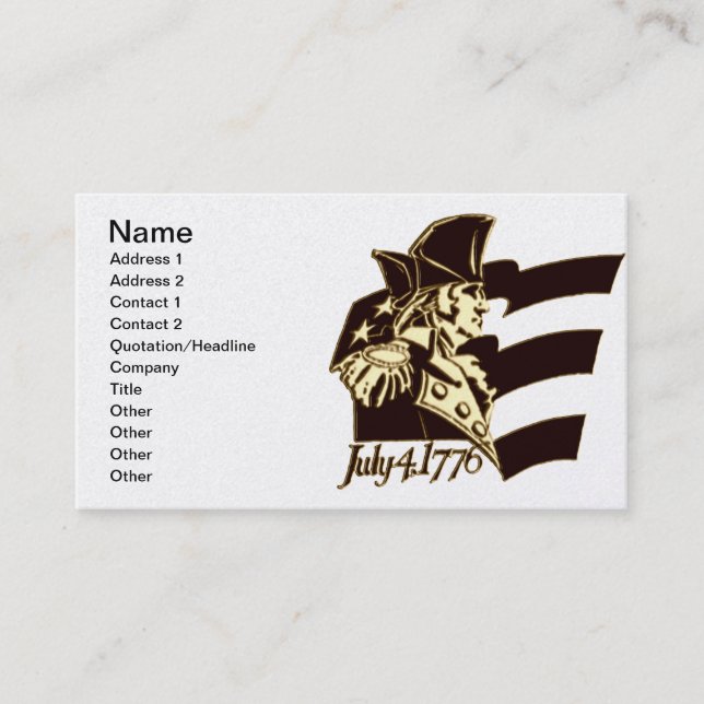 George Washington July 4th 1776 Business Card (Front)