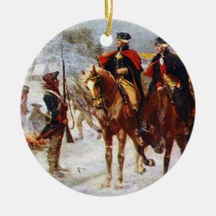 George Washington Lafayette Valley Forge Army Ceramic Tree Decoration