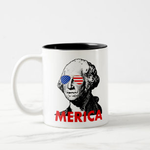 george washington merica Two-Tone coffee mug