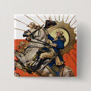 George Washington on Horseback 15 Cm Square Badge