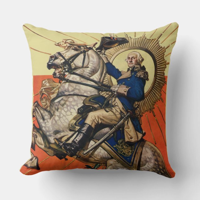 George Washington on Horseback Cushion (Front)