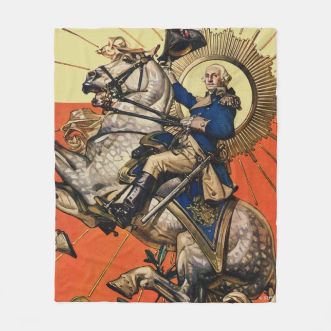 George Washington on Horseback Fleece Blanket (Front)