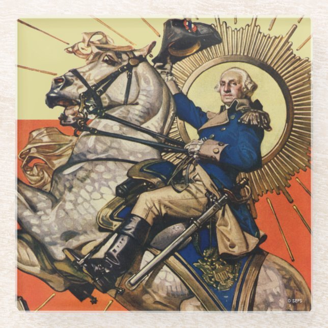 George Washington on Horseback Glass Coaster (Front)