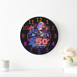 George Washington Patriotic Fireworks Art Large Clock