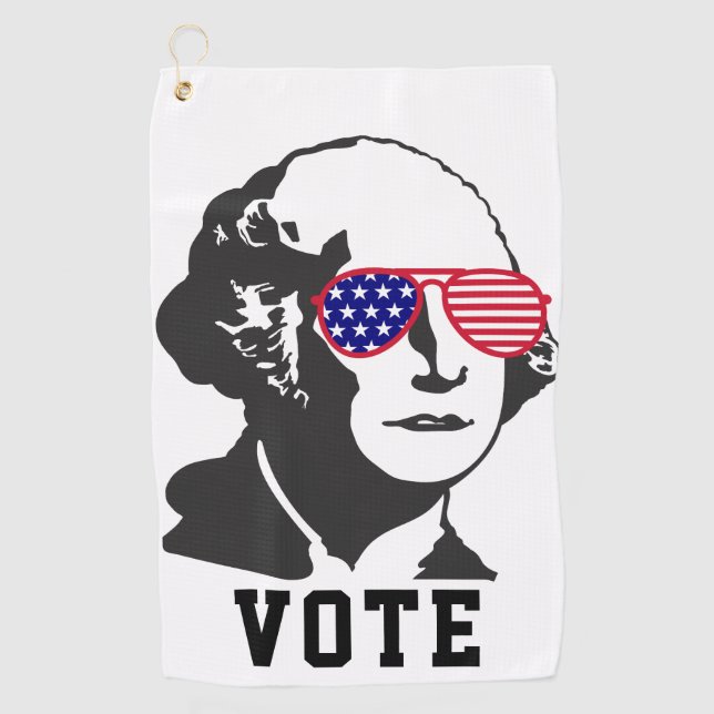 George Washington Patriotic Red White Blue Golf Towel (Front)