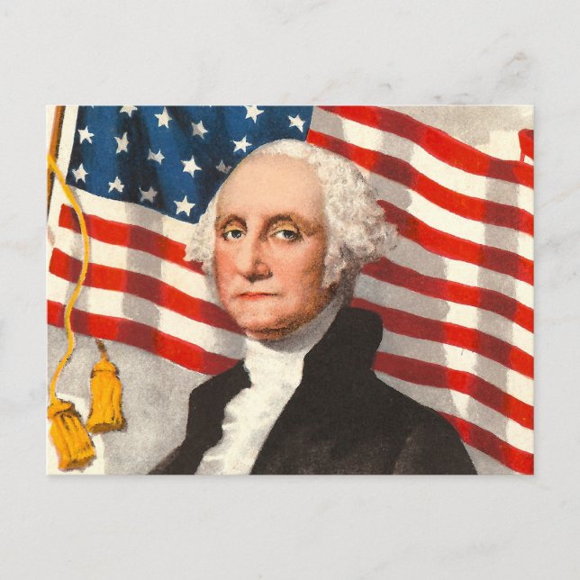 George Washington Patriotic U.S. Flag July 4th Postcard (Front)