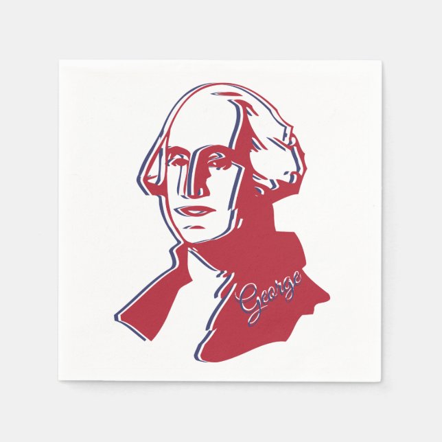 George Washington Portrait Add Text USA Flag Colou Napkin (Front)