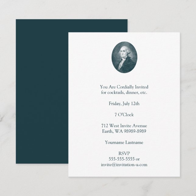 George Washington Portrait Oval Invitation (Front/Back)