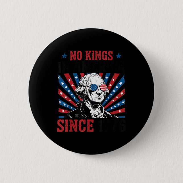 George Washington Protest Sign Democracy No Kings  6 Cm Round Badge (Front)
