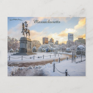 George Washington Rides Boston Public Gardens  Postcard