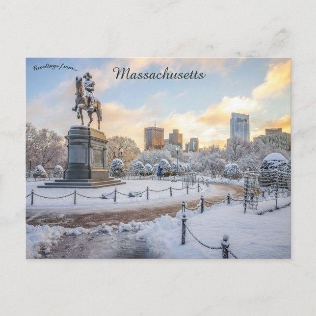 George Washington Rides Boston Public Gardens  Postcard (Front)