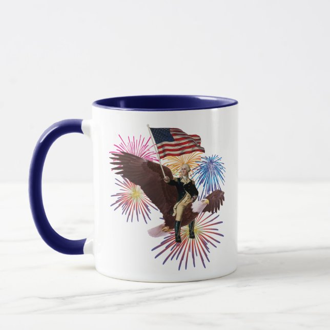 George Washington Riding an Eagle with a Flag Mug (Left)