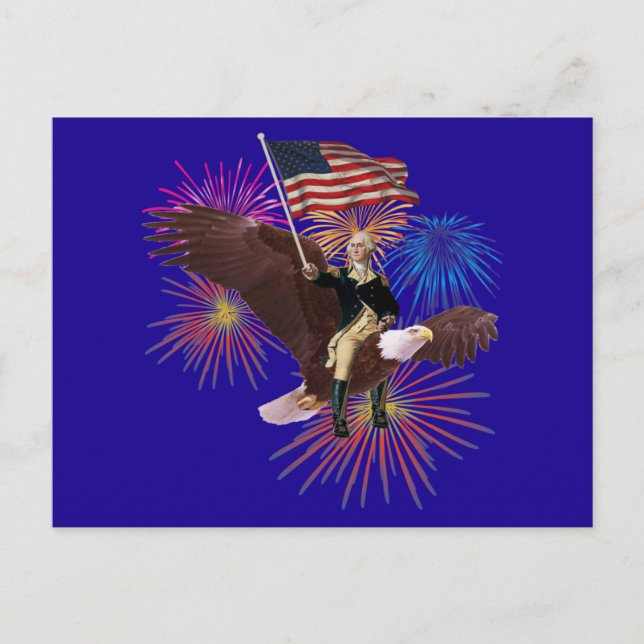 George Washington Riding an Eagle with a Flag Postcard (Front)