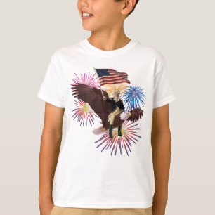George Washington Riding an Eagle with a Flag T-Shirt
