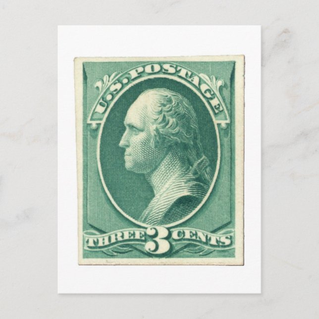 George Washington Three Cents US Postage Postcard (Front)