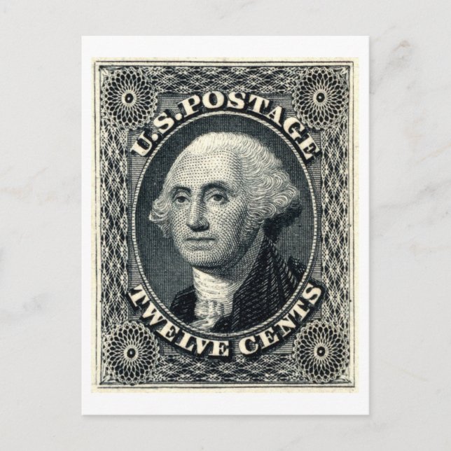 George Washington Twelve Cents US Postage Postcard (Front)