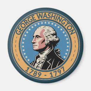 George Washington US President Illustration Badge Magnet