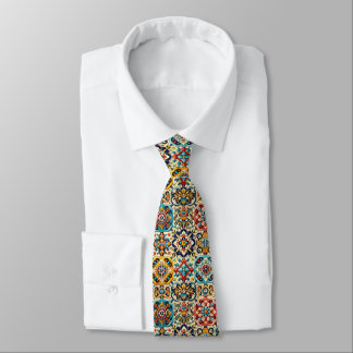 Georgeous Colourful Geometric Red Blue Tiled Tie