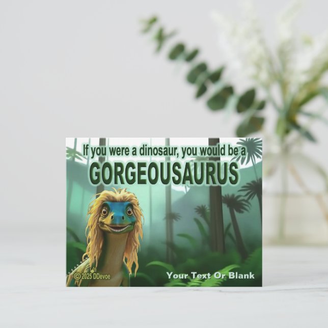 Georgeousaurus Blonde Dinosaur Holiday Postcard (Standing Front)