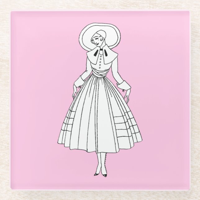 Georges Barbier 1920s Fashion Illustration Glass Coaster (Front)