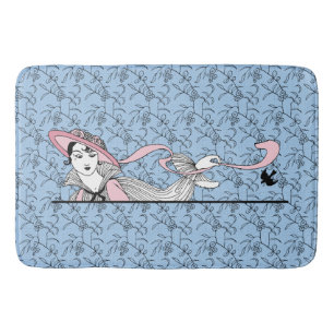 Georges Barbier 1920s Fashion Lady and Bird Bath Mat