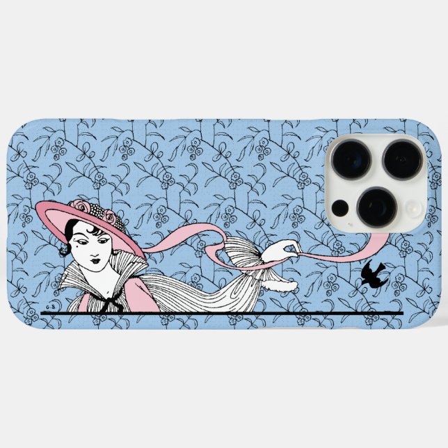 Georges Barbier 1920s Fashion Lady and Bird Case-Mate iPhone Case (Back (Horizontal))