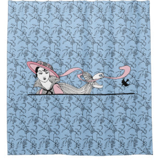 Georges Barbier 1920s Fashion Lady and Bird Shower Curtain