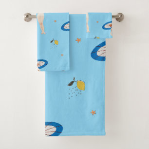 Georges Barbier Au Lido 1924 Fashion Illustration Bath Towel Set