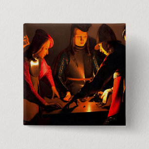 Georges de la Tour - The Dices Players 15 Cm Square Badge