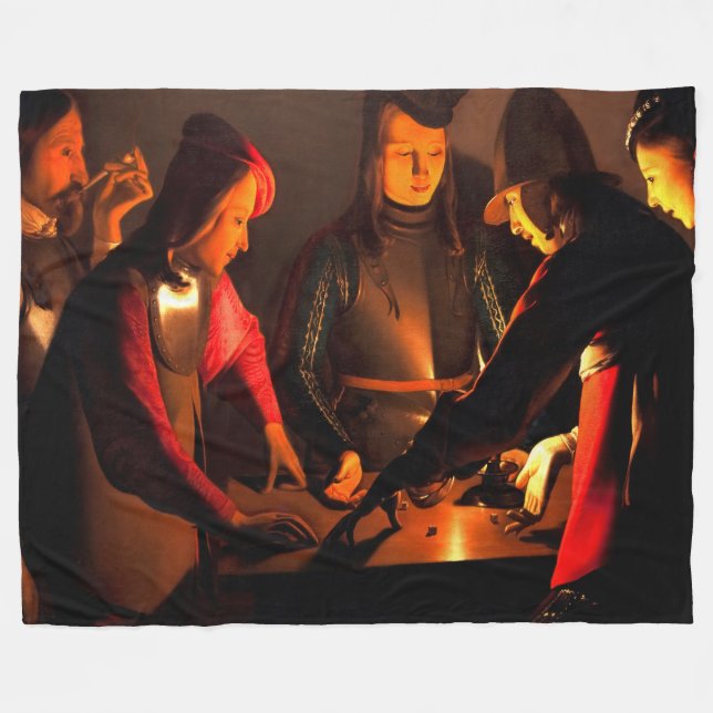 Georges de la Tour - The Dices Players Fleece Blanket (Front (Horizontal))
