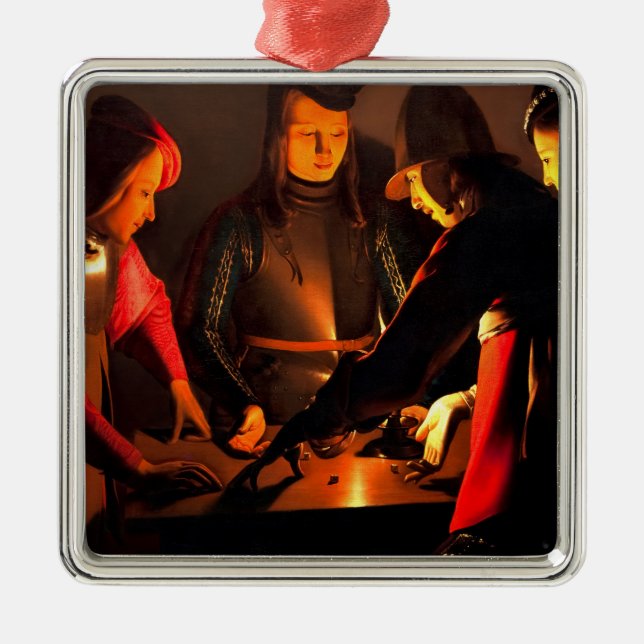 Georges de la Tour - The Dices Players Metal Tree Decoration (Front)