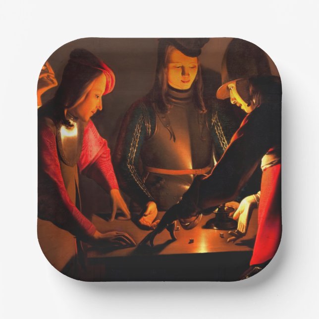 Georges de la Tour - The Dices Players Paper Plate (Front)