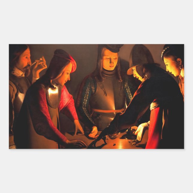 Georges de la Tour - The Dices Players Rectangular Sticker (Front)