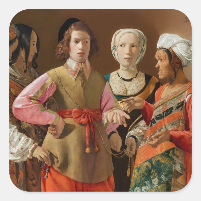 Georges de la Tour - The Fortune Teller Square Sticker (Front)