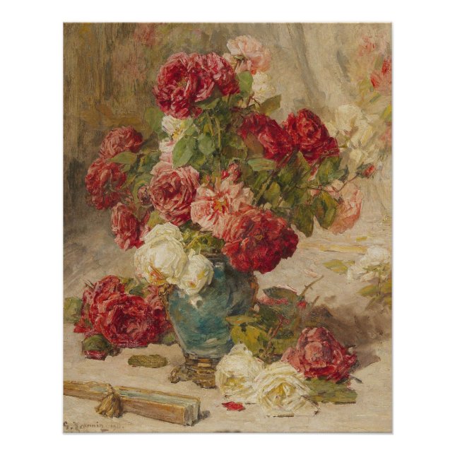 Georges Jeannin - A Still Life with Roses in a ... Poster (Front)