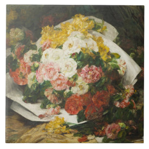 Georges Jeannin Vintage Peony Bouquet Tile