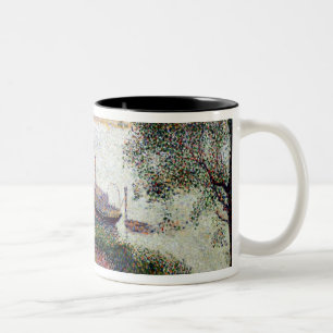 Georges Pierre Seurat   River Landscape with a boa Two-Tone Coffee Mug