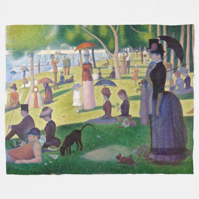 Georges Seurat - A Sunday on La Grande Jatte Fleece Blanket (Front (Horizontal))