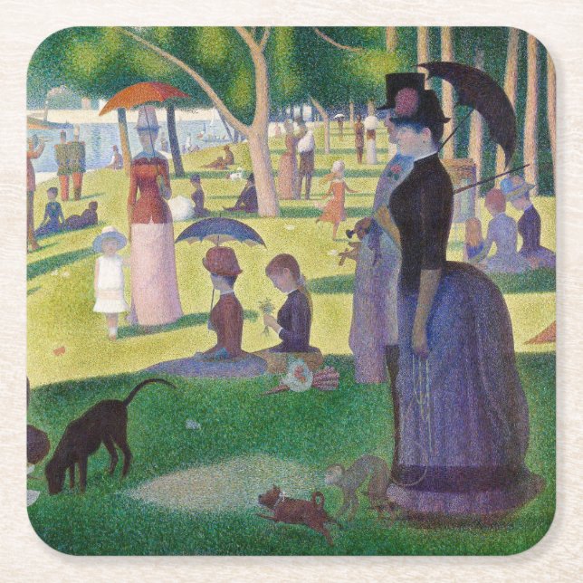 Georges Seurat - A Sunday on La Grande Jatte Square Paper Coaster (Front)