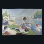 Georges Seurat - Bathers at Asnieres Tea Towel<br><div class="desc">Bathers at Asnieres / Une baignade a Asnieres / Baigneurs a Asnieres - Georges Seurat,  1884</div>