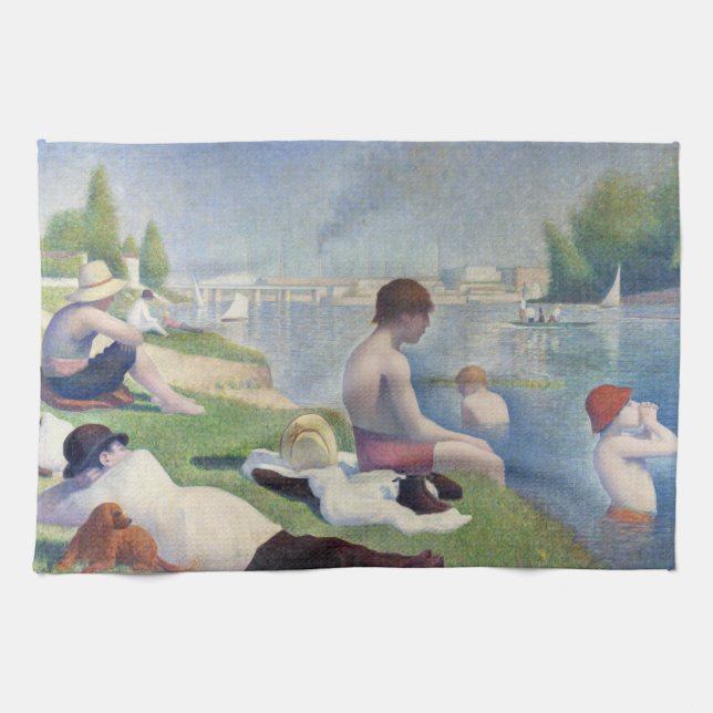 Georges Seurat - Bathers at Asnieres Tea Towel (Horizontal)