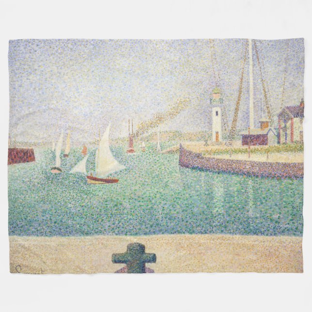 Georges Seurat - Entrance of the Port of Honfleur  Fleece Blanket (Front (Horizontal))