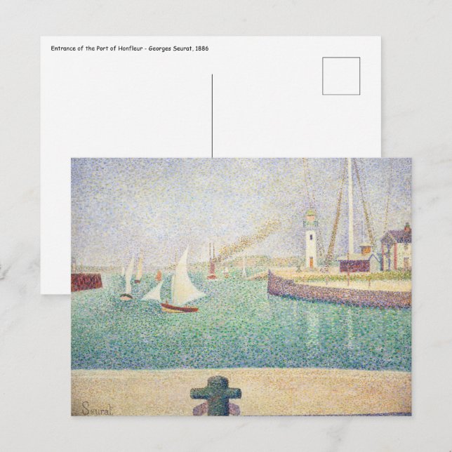 Georges Seurat - Entrance of the Port of Honfleur Postcard (Front/Back)