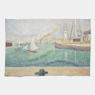 Georges Seurat - Entrance of the Port of Honfleur  Tea Towel