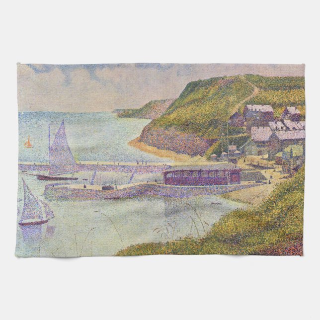 Georges Seurat - Port-en-Bessin at High Tide Tea Towel (Horizontal)