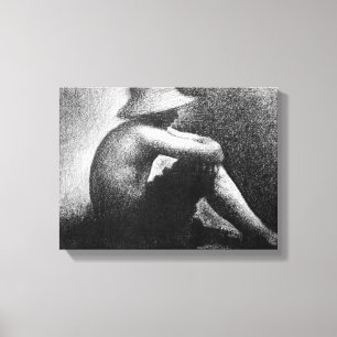 Georges Seurat - Sitting boy in straw hat Canvas Print