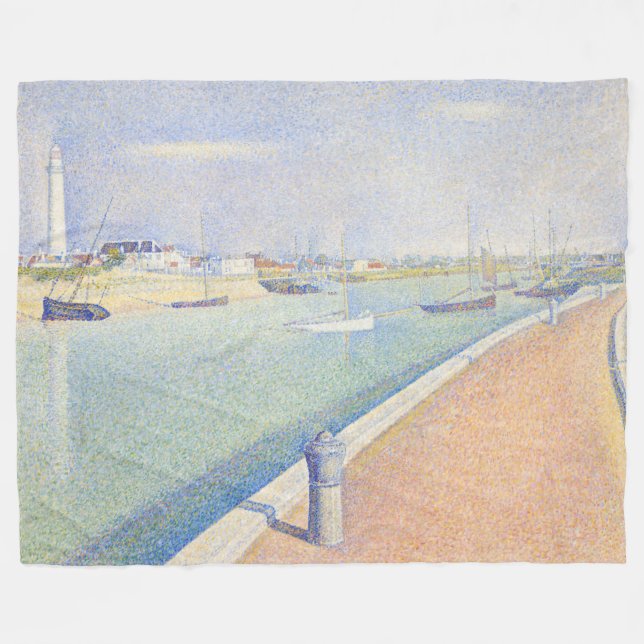Georges Seurat - The Channel of Gravelines Fleece Blanket (Front (Horizontal))