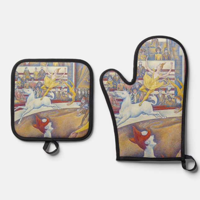 Georges Seurat - The Circus Oven Mitt & Pot Holder Set (Front)