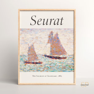 Georges Seurat Two Sailboats at Grandcamp Art Prin Poster