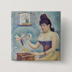Georges Seurat - Young Woman Powdering Herself 15 Cm Square Badge